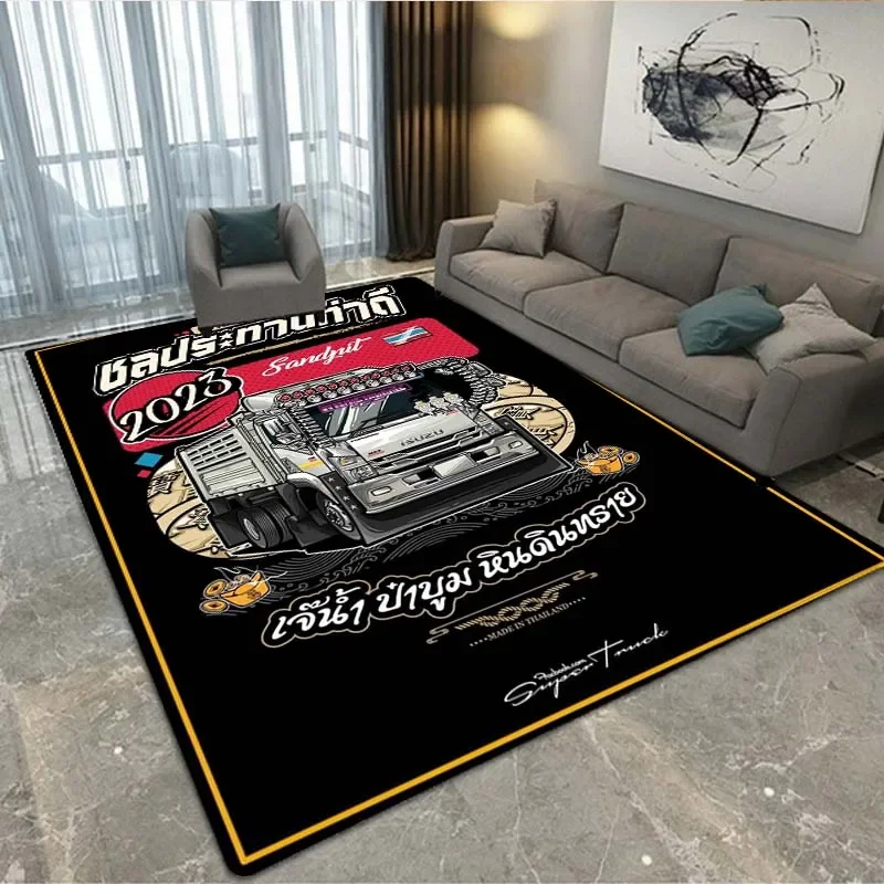 3D Car Top Truck Cartoon Carpet, Living Room Bedroom Sofa Door Mat Decorative Carpet, Children's Anti-Slip Floor Mat