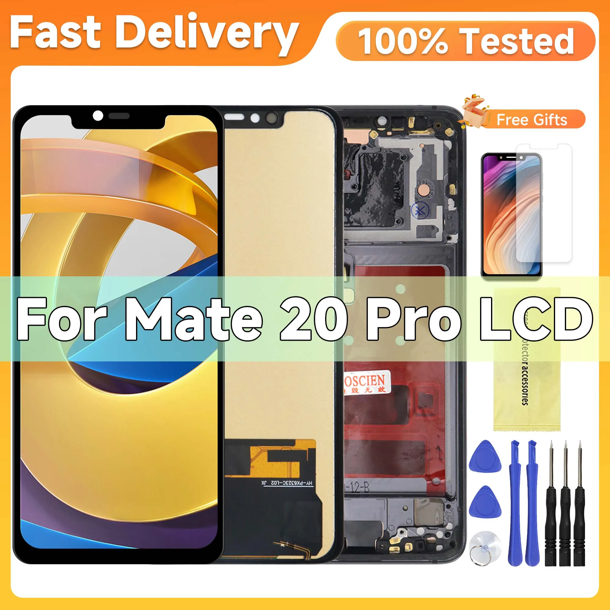 Pantalla táctil Lcd probada para Huawei Mate 20 Pro con marco para Huawei Mate 20Pro reemplazo del ensamblaje del digitalizador