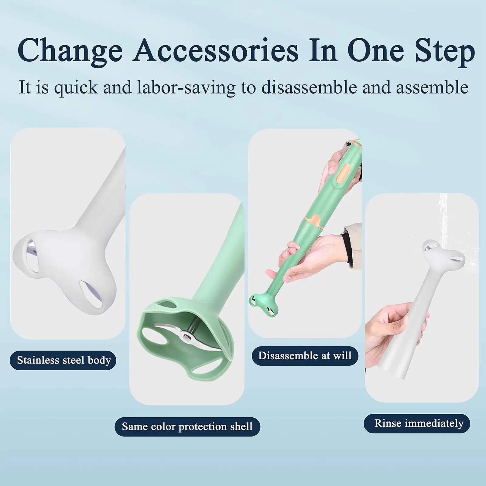 خلاط يدوي للغمر، خلاط كهربائي محمول بقدرة 400 وات مع شفرات من الفولاذ المقاوم للصدأ لمزج عصير بدون جهد