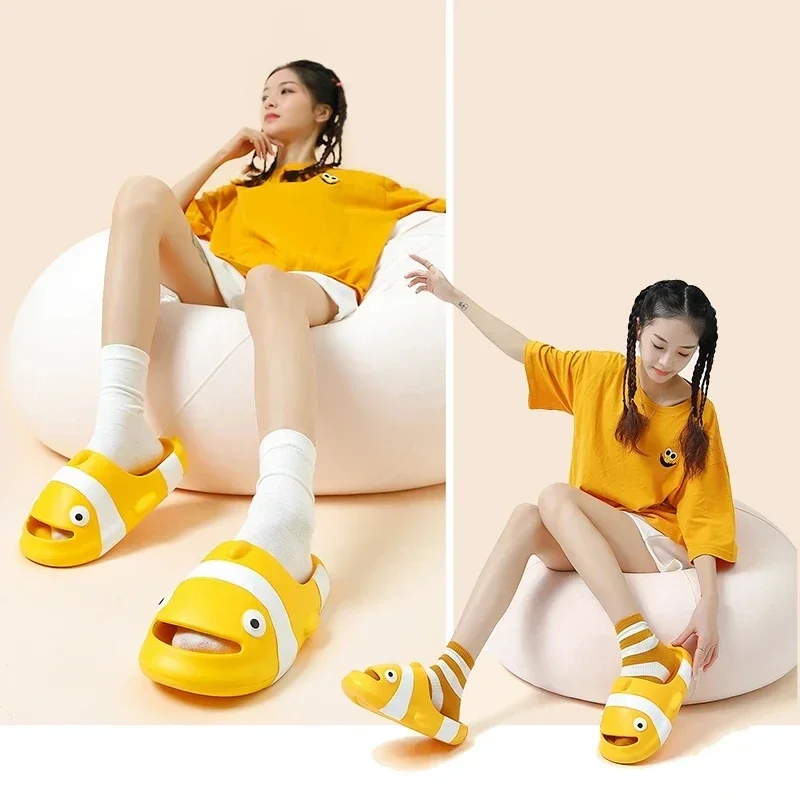 Summer Flip Flops Home Slippers Cloud Platform Women Summer Beach Slides Indoor Non Slip Flip Flops clownfish Cartoon Kawaii new