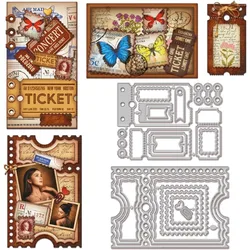 Ticket Interface Frame Cutting Dies for Card Making Postage Stamp Frame Metal Die Cuts Cutting Dies Templates for Scrapbooking