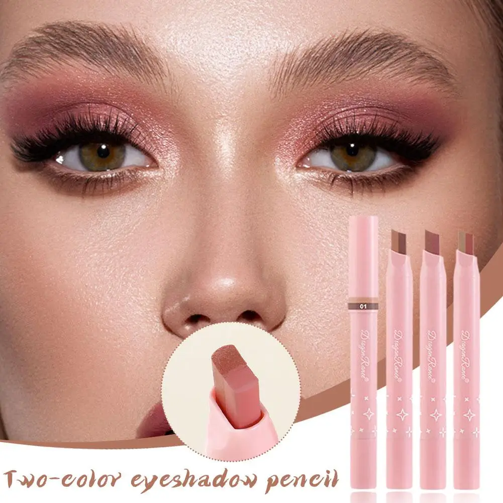 2 In 1 Pearly Eyeshadow Stick Waterproof Two-color Glitter Silkworm Highlighter Eyes Lazy Eyeshadow Makeup Cosmetic Pen O4t9