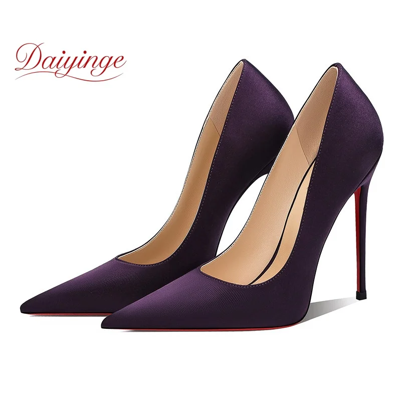 

High Heels for Womans 2026 New Trend Silk Pointed Toe Stiletto Pumps 12cm Sexy Party Wedding Luxury Designer High Quality Shoes