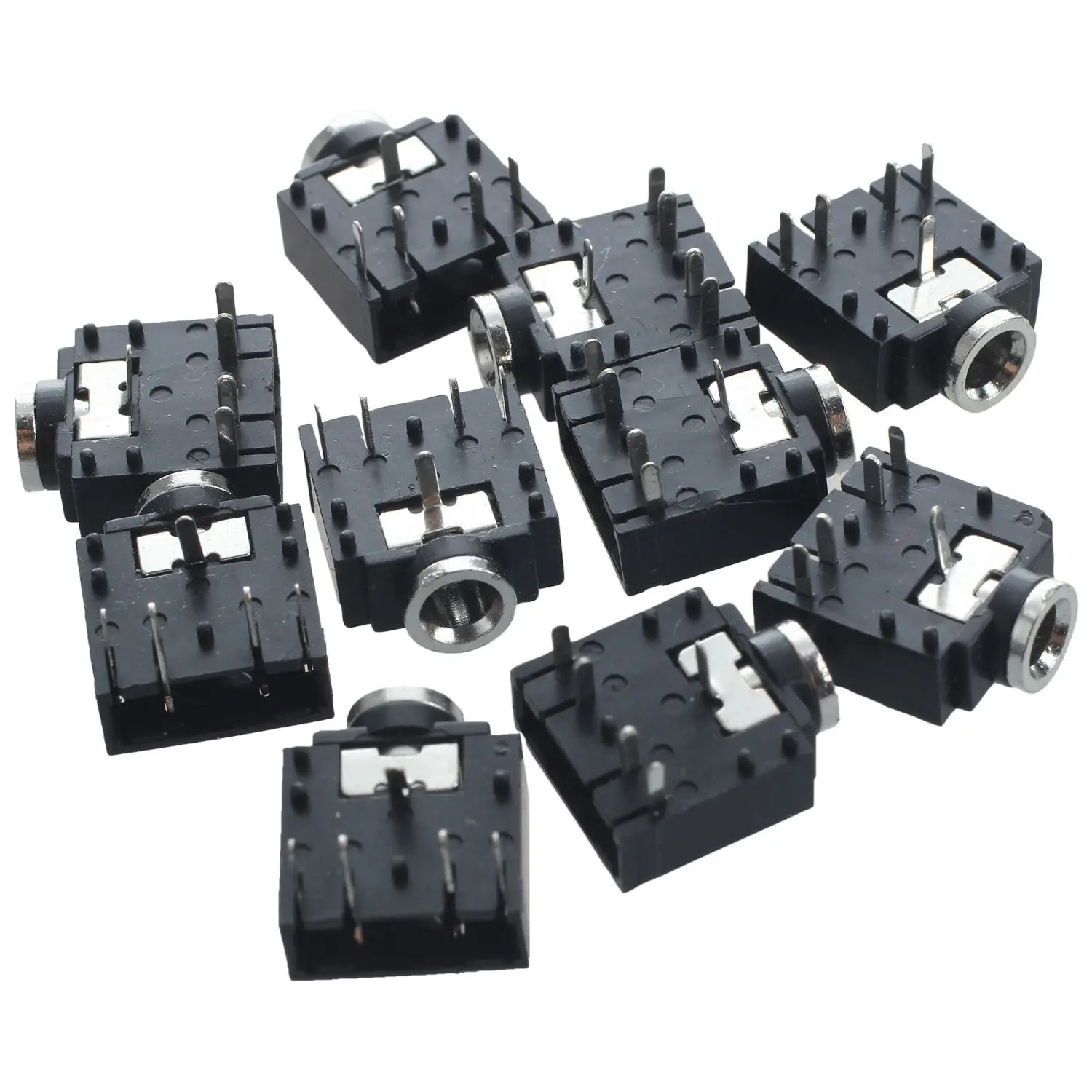 TCE 10 Pcs 5 Pin PCB Mount Female 3.5mm Stereo Jack Socket Connector
