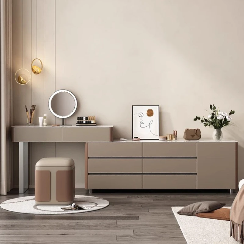

Light luxury bedroom bedside cabinet, solid wood master bedroom dressing table