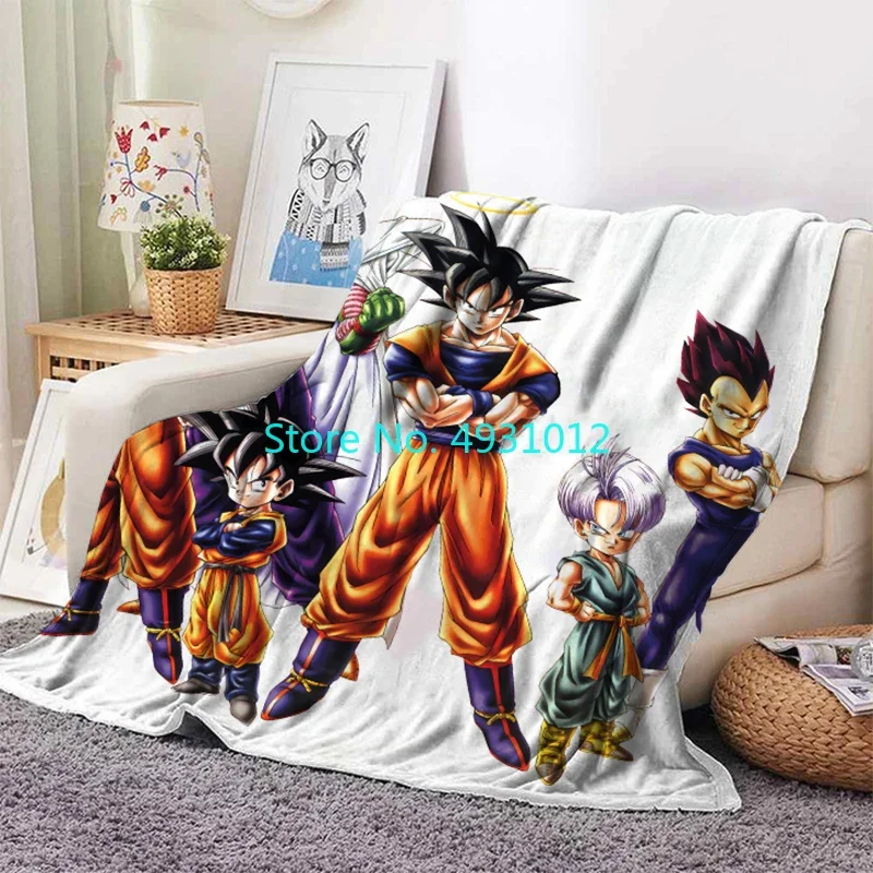 Couverture de sieste Dragon Ball Z Goku Anime Figure, couvertures douces 3D au glouton ou Sherpa, jeté de canapé, décor de chambre à coucher, cadeau pour bébé et enfants, 70x100cm