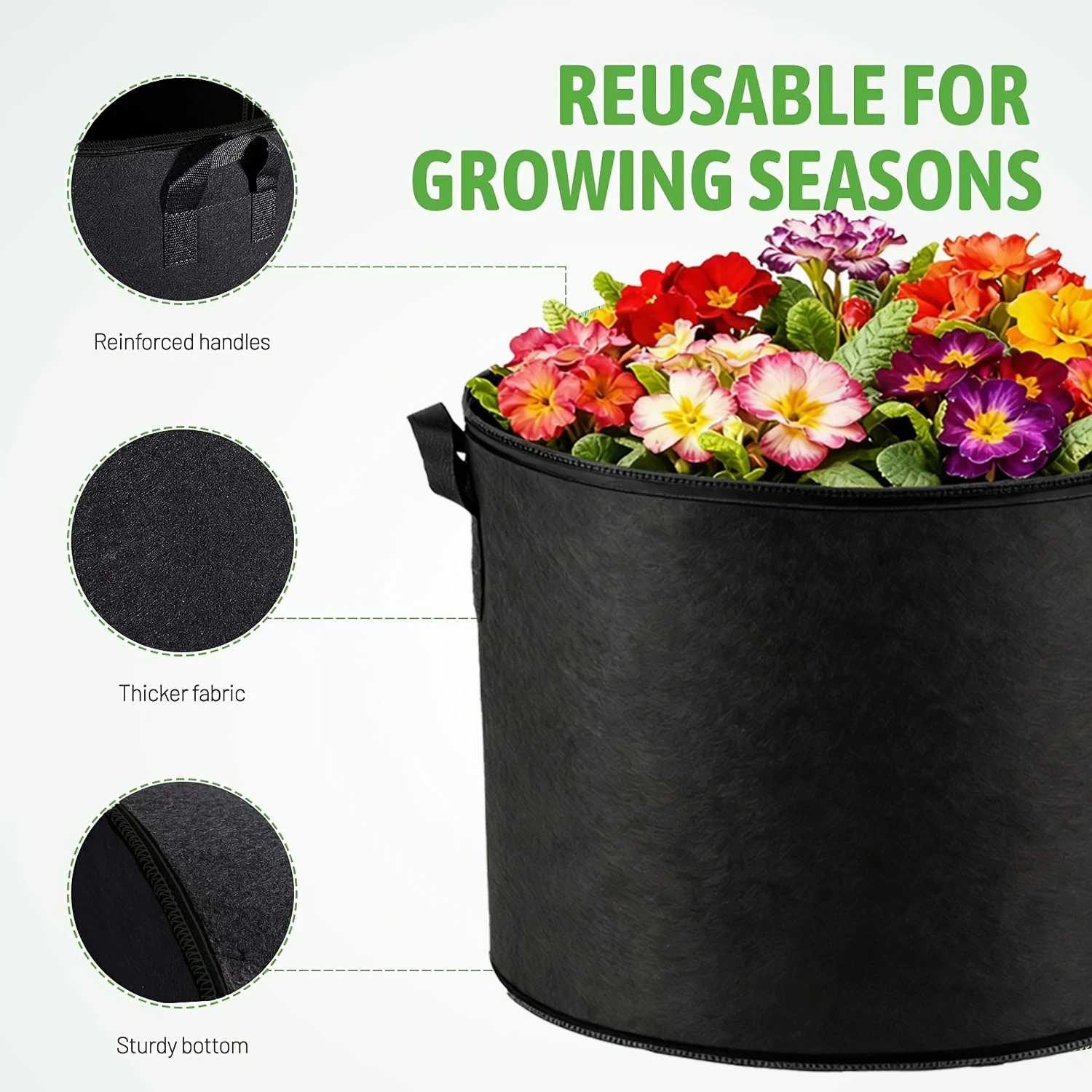 1/6/10 Packs Grow Bags 5/7/10Gallon, Non-Woven Fabric Pots with Handles & Reinforced Edges, Vegetable Planters for Garden