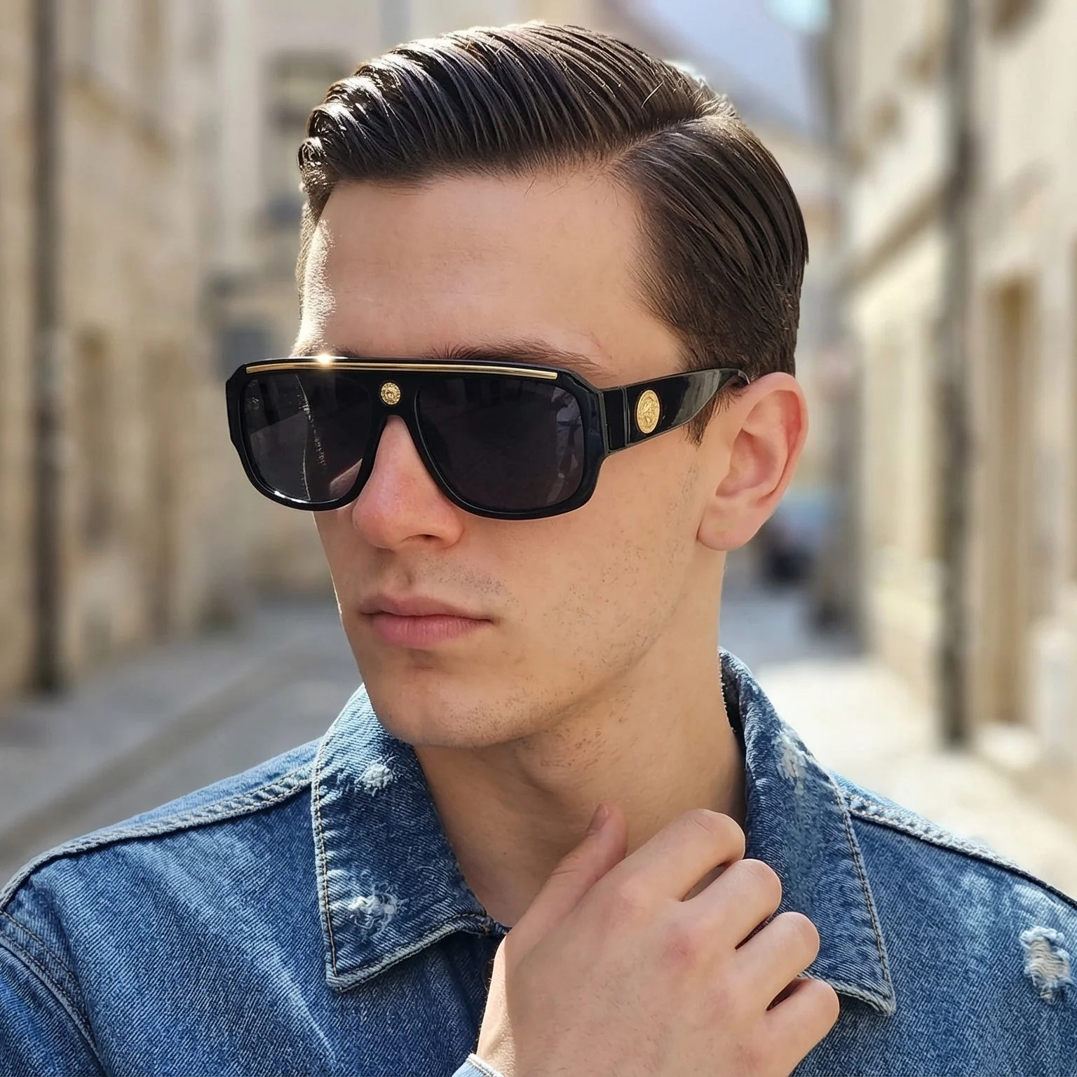 Vintage Übergroße Quadratische Sonnenbrille für Männer und Frauen Hip-Hop Flat-Top Schwarze Sonnenbrille Unisex Shades