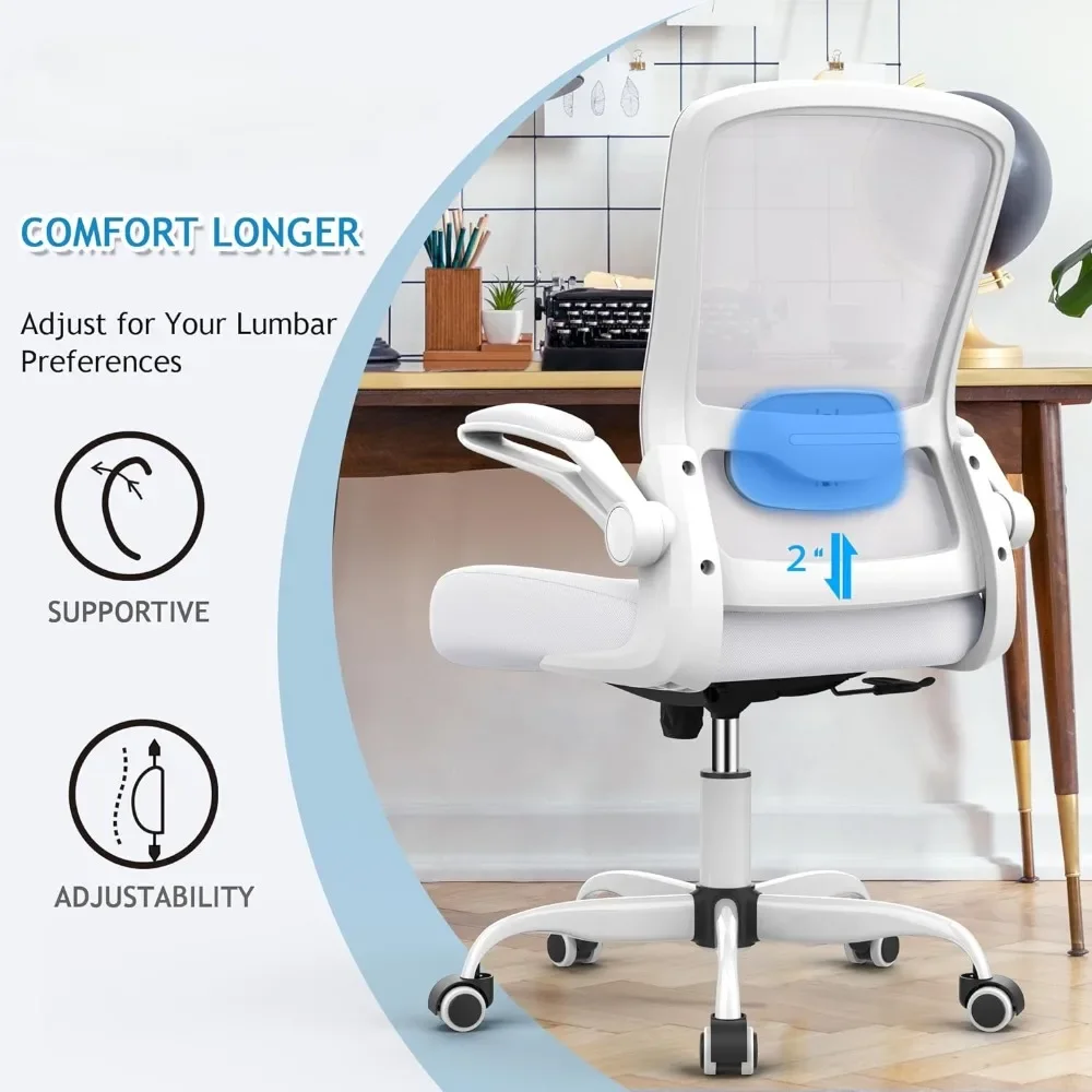 Home Office Chair High Back Desk Chair Ergonomic Mesh Computer Chair with Adjustable Lumbar Support and Thickened Seat Cushion