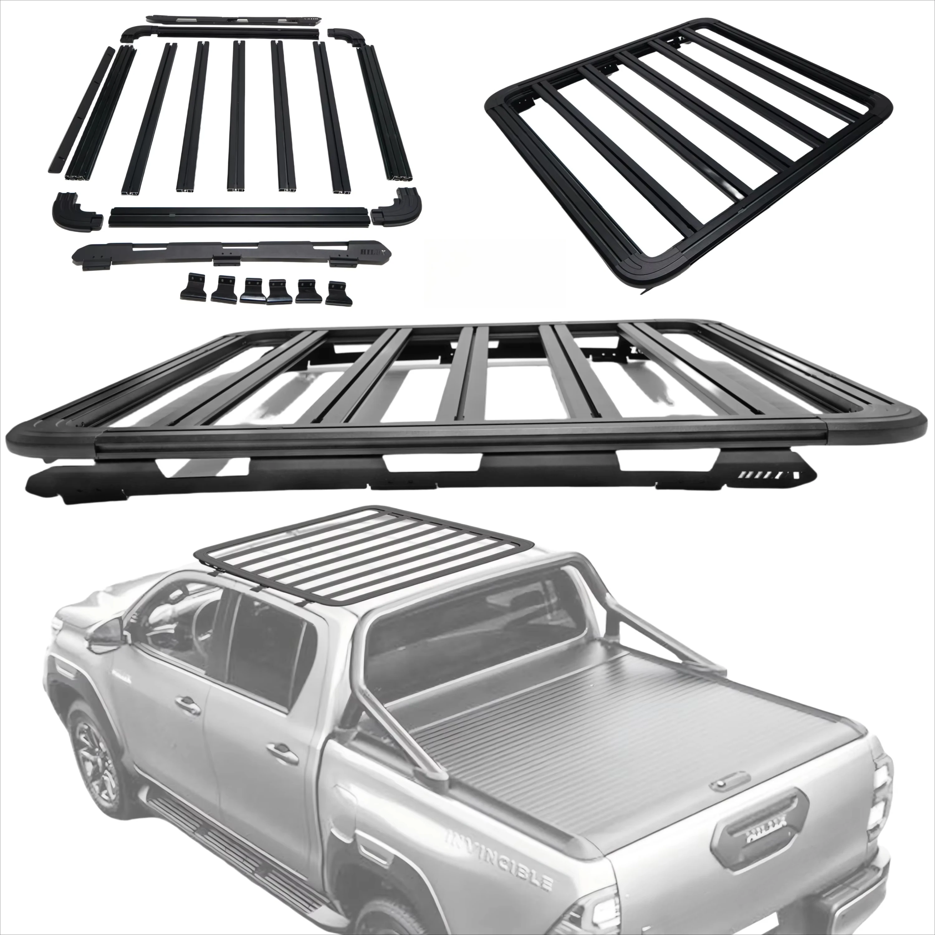 

Roof Rack Roof Platform for Hilux Revo 2015-2025 Aluminum Roof Basket Cargo Carrier Luggage Rack