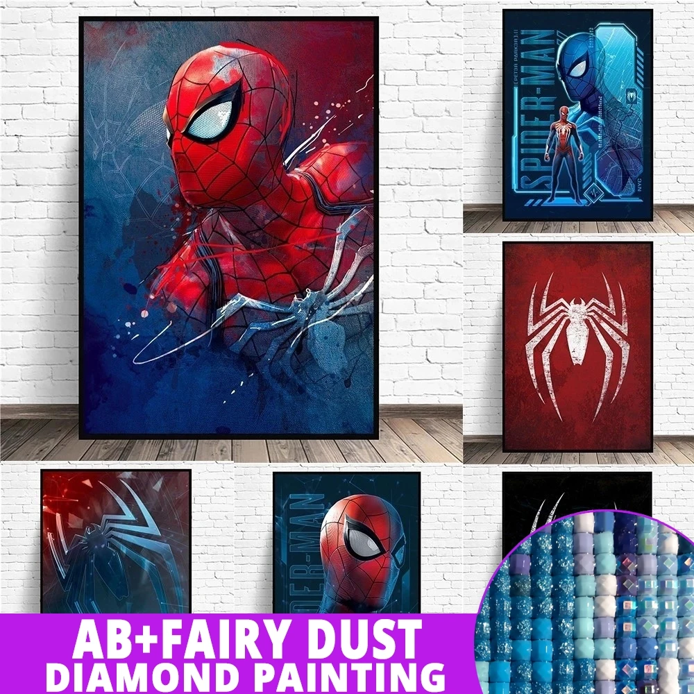 AB Fairy Dust Marvel Mosaic Spiderman 5D Full Square Round Drill Diamond Painting Cross Stitch Crafts DIY Children's Gifts