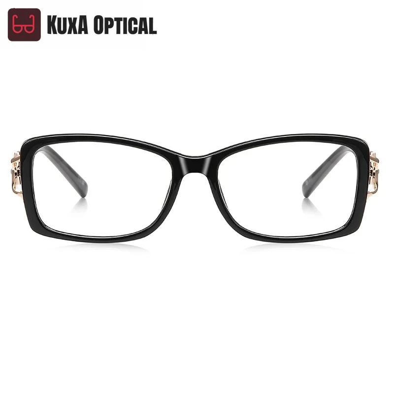 KUXA نمط جديد شخصية هندسية مربع تصميم الأزياء المرأة مكافحة نظارات الضوء الأزرق تخصيص وصفة طبية LS201
