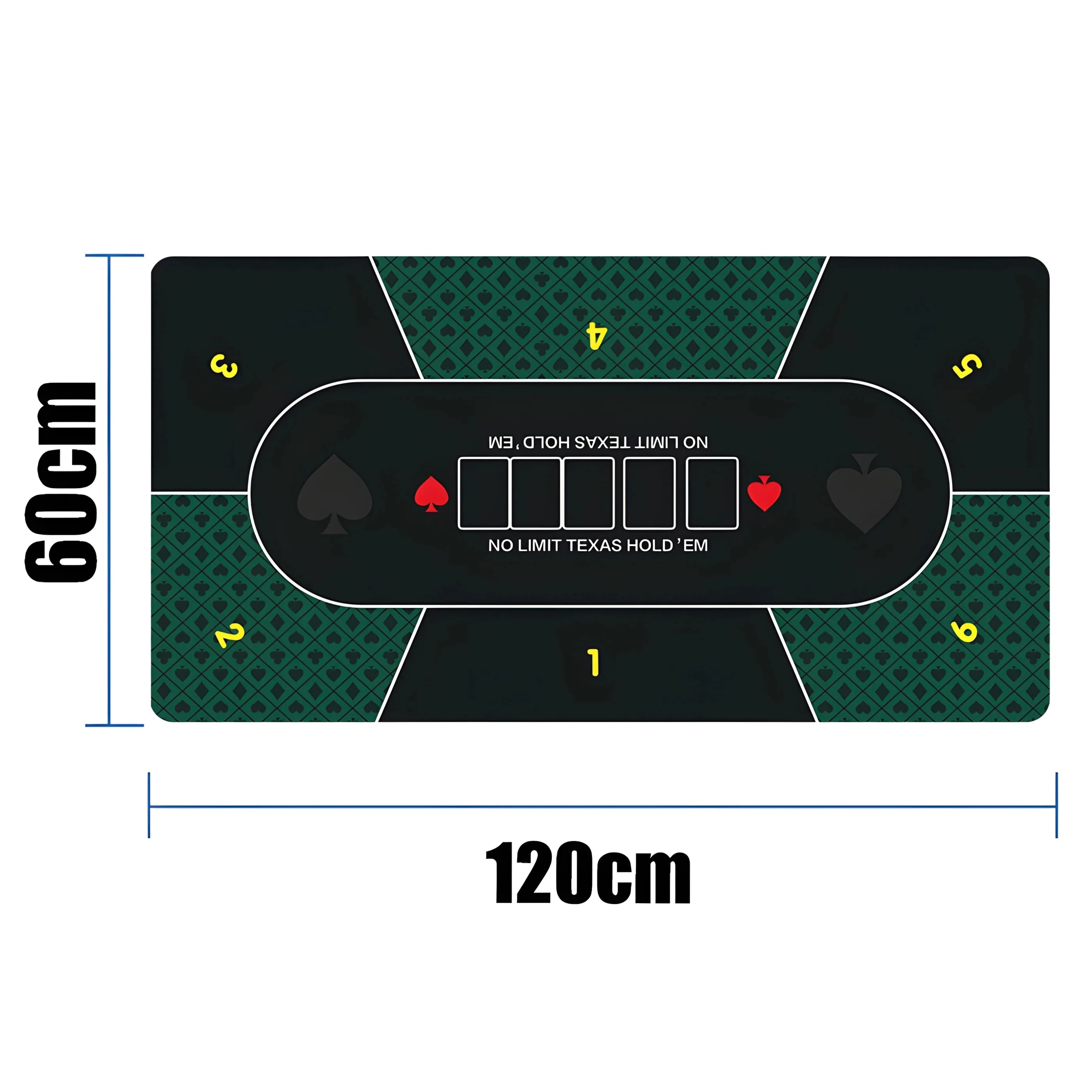 حصيرة طاولة البوكر Texas Hold 'em، مصممة بدقة 120 × 60 سم، مفرش طاولة بوكر صامت ومضاد للانزلاق، مفرش طاولة ملحقات الألعاب #2
