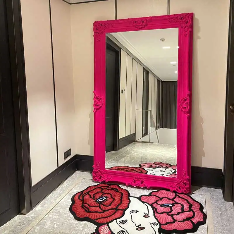 

Designer Quality Mirror Square Nordic Oversize Length Living Room Floor Mirrors Full Body Pink House Espejo Room Decoration