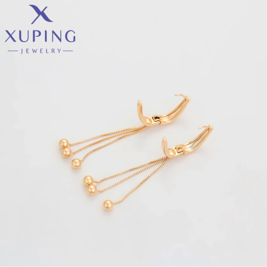 Xuping Jewelry New Exquisite Hang Ear Clips Gold Color Piering Sag Earrings for Women Unique Christmas Classics Gifts 14E2372702