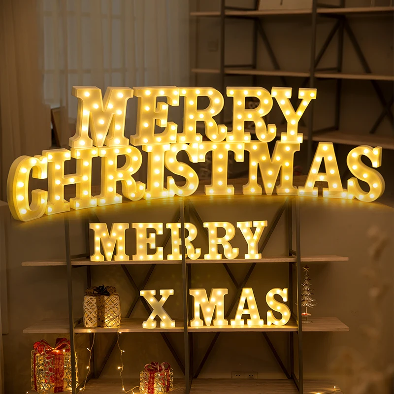 

Christmas decorative shopping mall shop window scene layout restaurant room decoration props letter lights