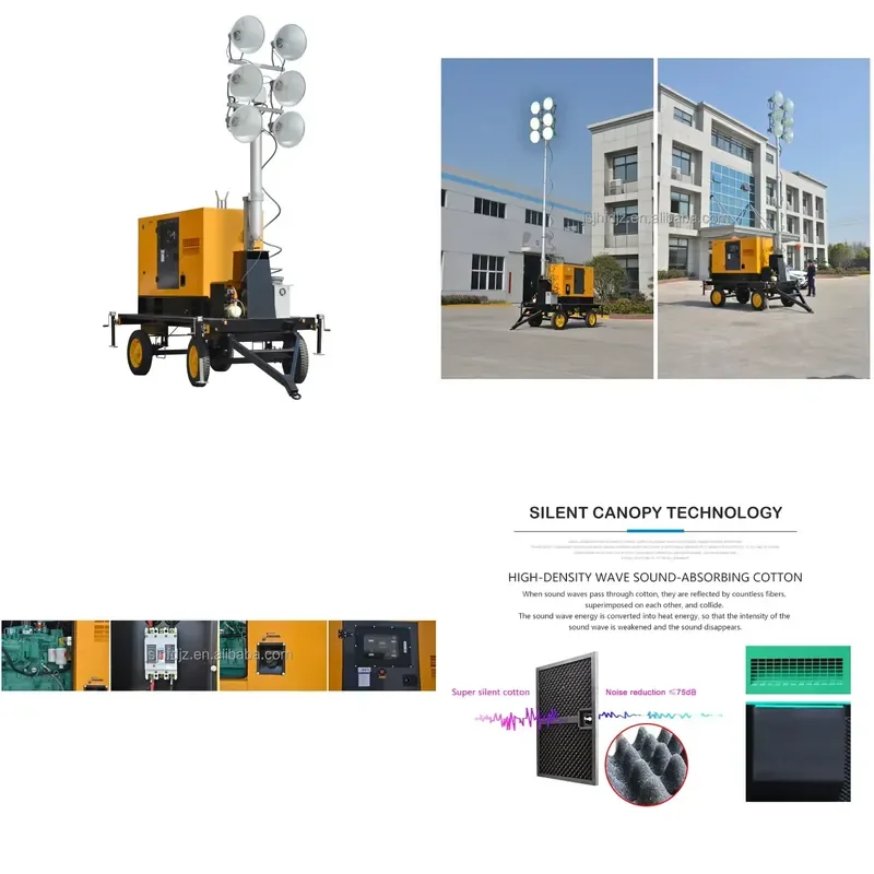 30kw Trailer Light Tower Generator with 6 Lamps