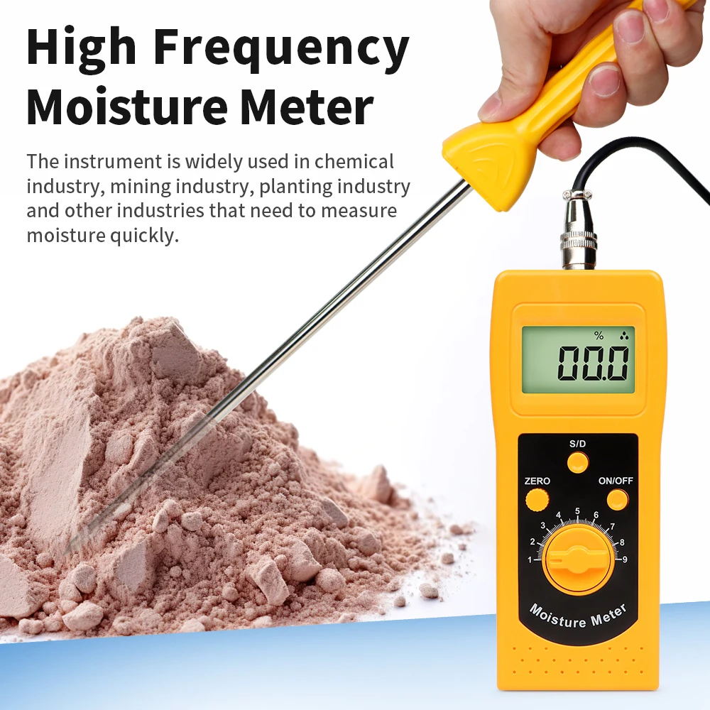 DM400 Display LCD Screen 0-90% Range Moisture Meter For Soil Silver Sand Chemical Combination Powder