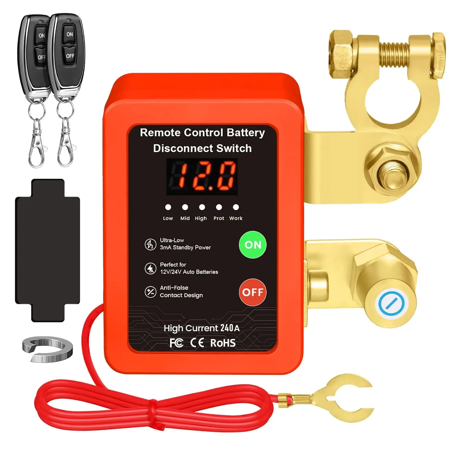 

12 В 240 А автоматический выключатель остановки аккумулятора беспроводной пульт дистанционного управления автоматический выключатель аккумулятора со светодиодным дисплеем для автомобиля