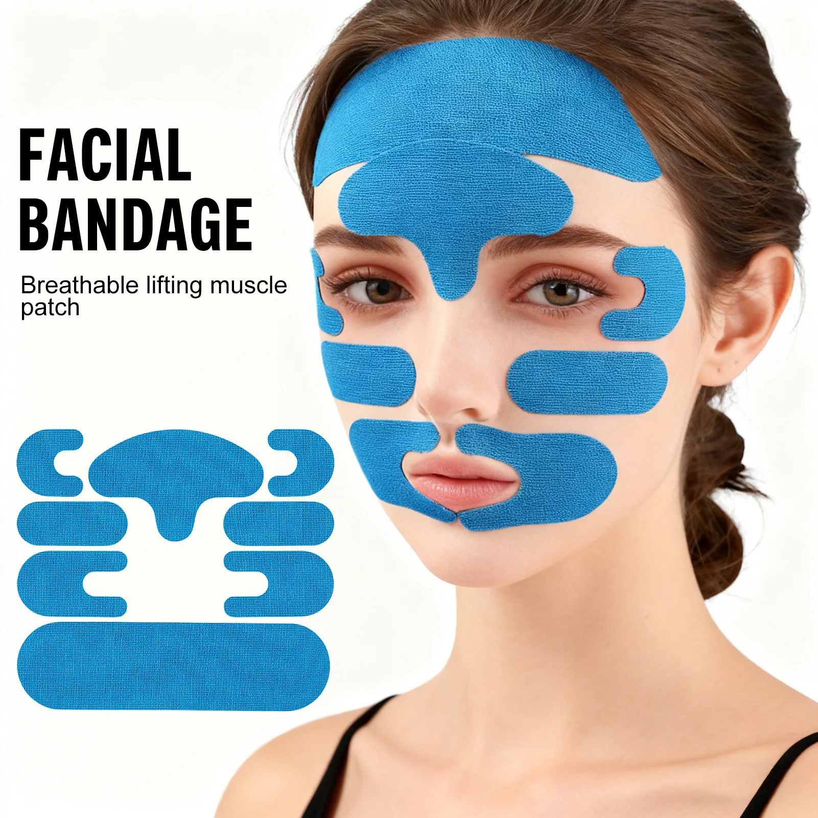 1枚入りキネシオロジーテープ 顔用 Vライン 首 目元リフト しわ除去ステッカーテープ フェイシャルスキンケアツール 弾性包帯