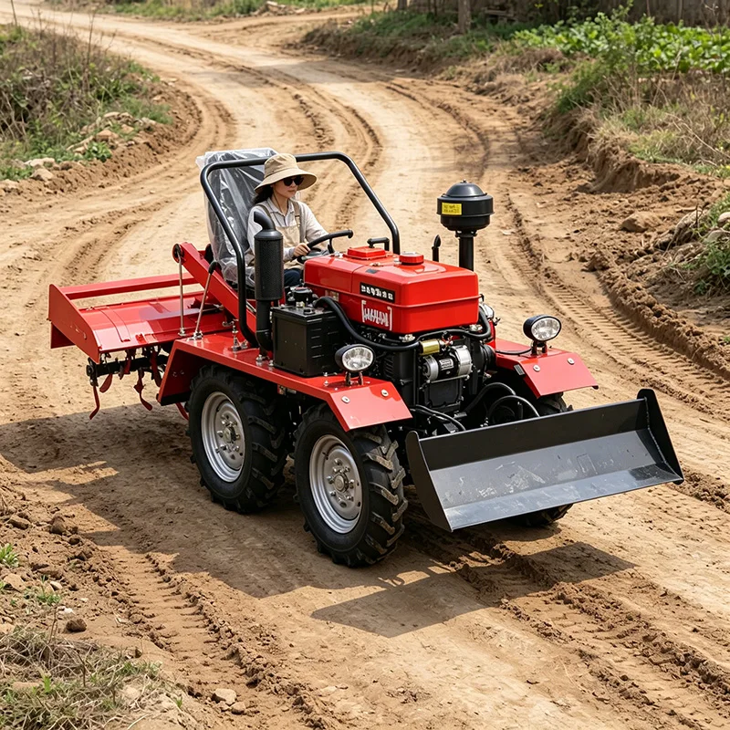 

Индивидуальный колесный микрокультиватор, устанавливаемый на четырехколесный трактор, с колесной роторной фрезой