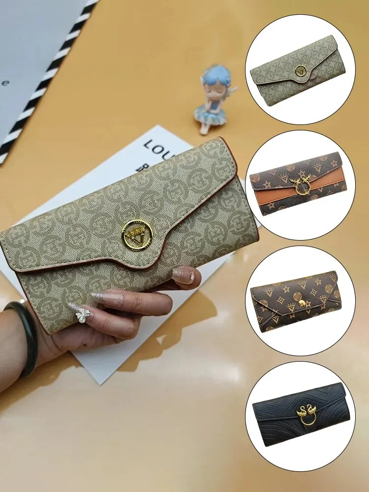 PU Leather Wallet Long and Fashion Embossed Pattern Multi Card Slots Large Capacity Wallet for Women