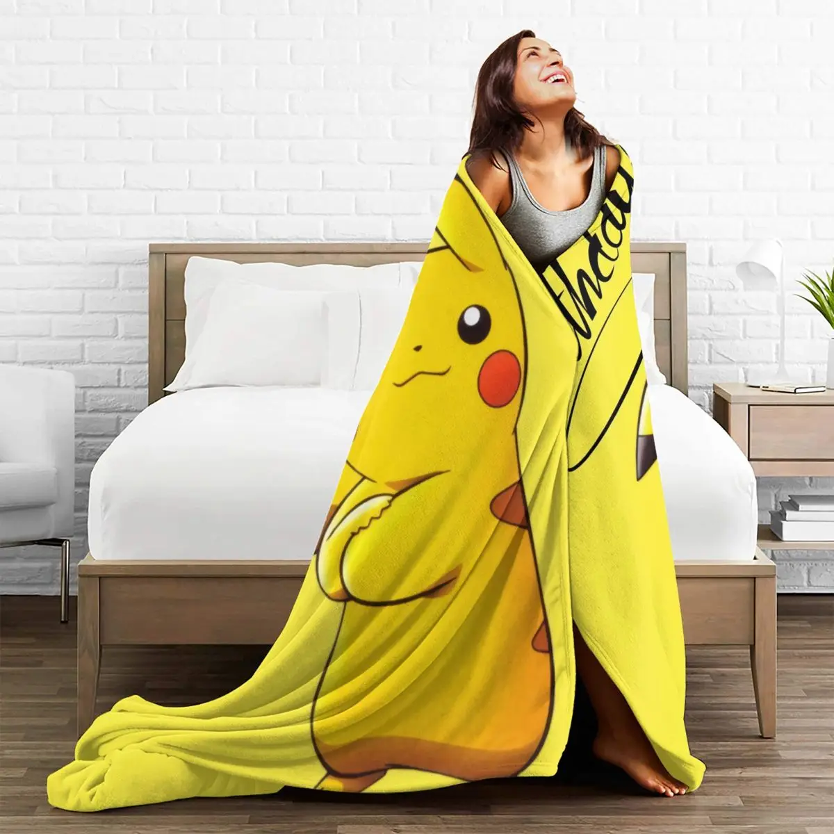 Pikachu Happy Birthday Blankets Quality Warm Throw Blanket Winter Travel Office Couch Chair Pattern Bedspread