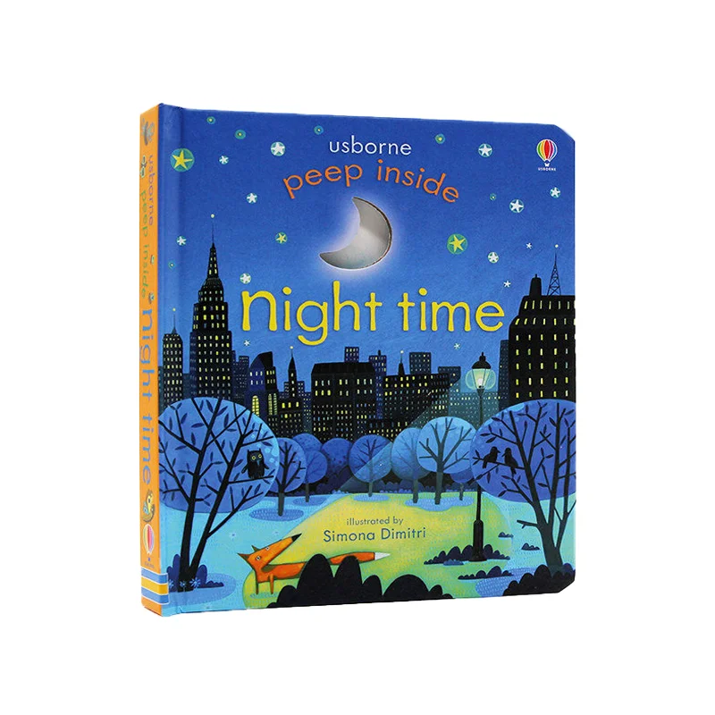 Usborne Peep inside Night Time, livre d'images éducatif en anglais stéréoscopique 3D, niveau débutant, apprentissage de l'anglais