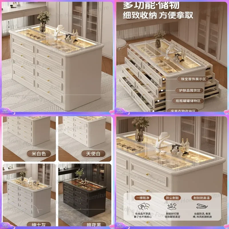 Custom French Style Middle Island Display Cabinet Floor Standing Jewelry Storage Unit with Bucket Design Baking Paint Finish