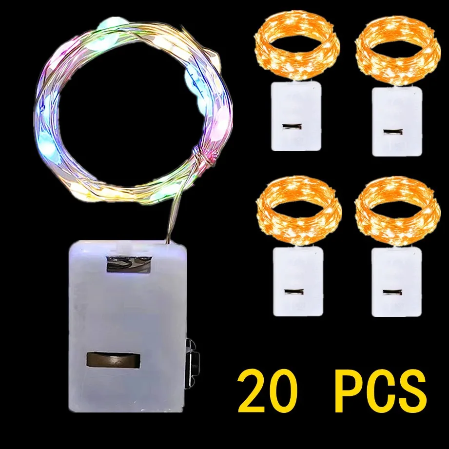 20 PCS With battery LED String Lights Silver Wire Garland Light Waterproof Fairy Lights Party Decoration For Christmas Wedding