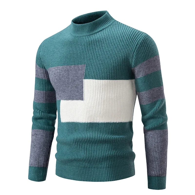 Casual Knitted Pullover Sweater Men\'s New Autumn and Winter Casual Warm Neck Sweater Knit Pullover Tops  Man Clothes