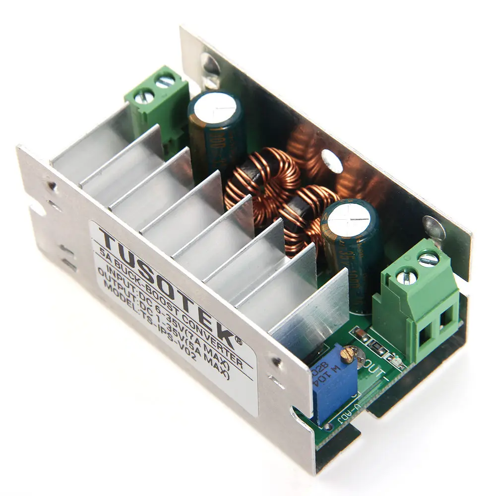 DC 6 -35V to 1 -35V 5A Automatic Buck Boost Converter Step Down Up Voltage Regulator with Aluminum Case for Car