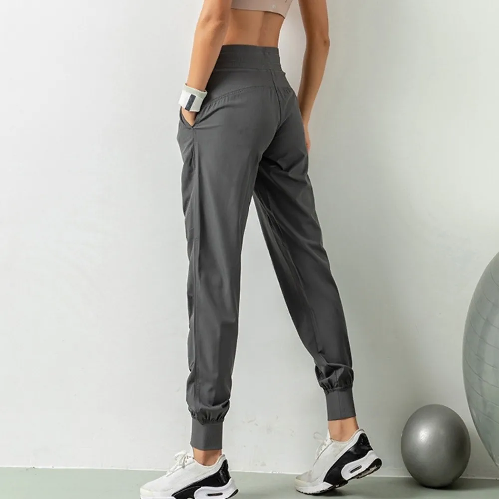 

Спортивные брюки для бега и йоги с высокой талией, зауженные, дышащие, быстросохнущие, для фитнеса