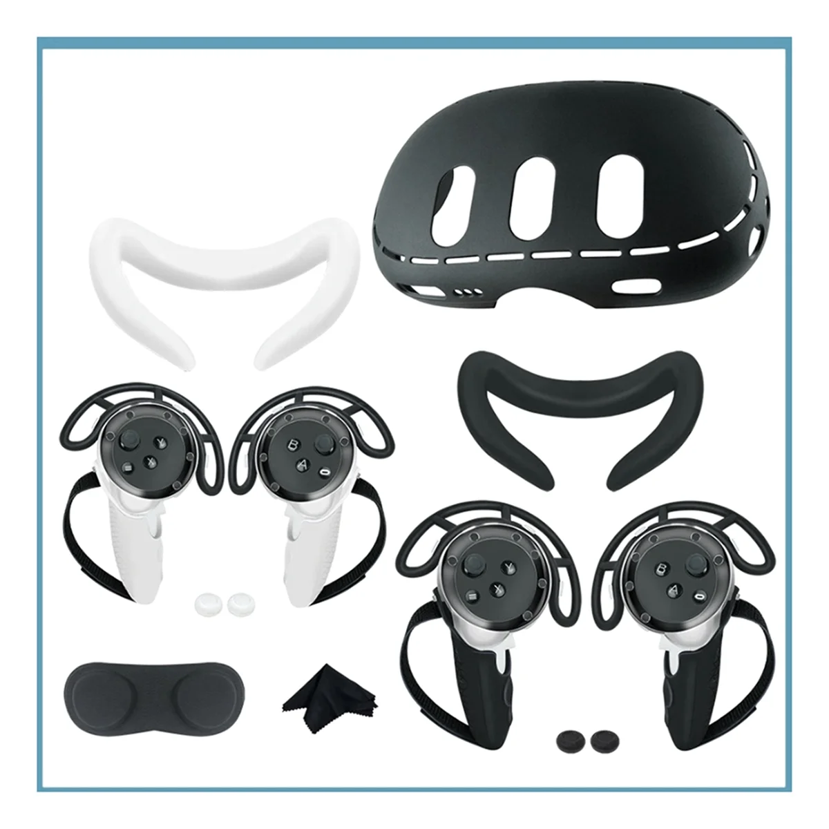 

AD41-For Quest 3 VR Case Set Anti-Collision Grip Touch Control Silicone Case Accessory Lens Cover