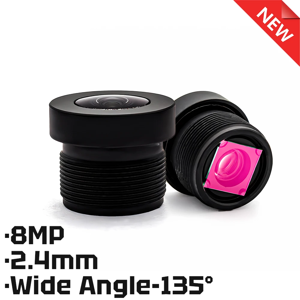 

Camera Lens CCTV HD 8MP 2.4mm 135° Wide Angle Lens Aperture F2.0 Format 1/2.8" M12 Mount With 650nm Filter For Security Cameras