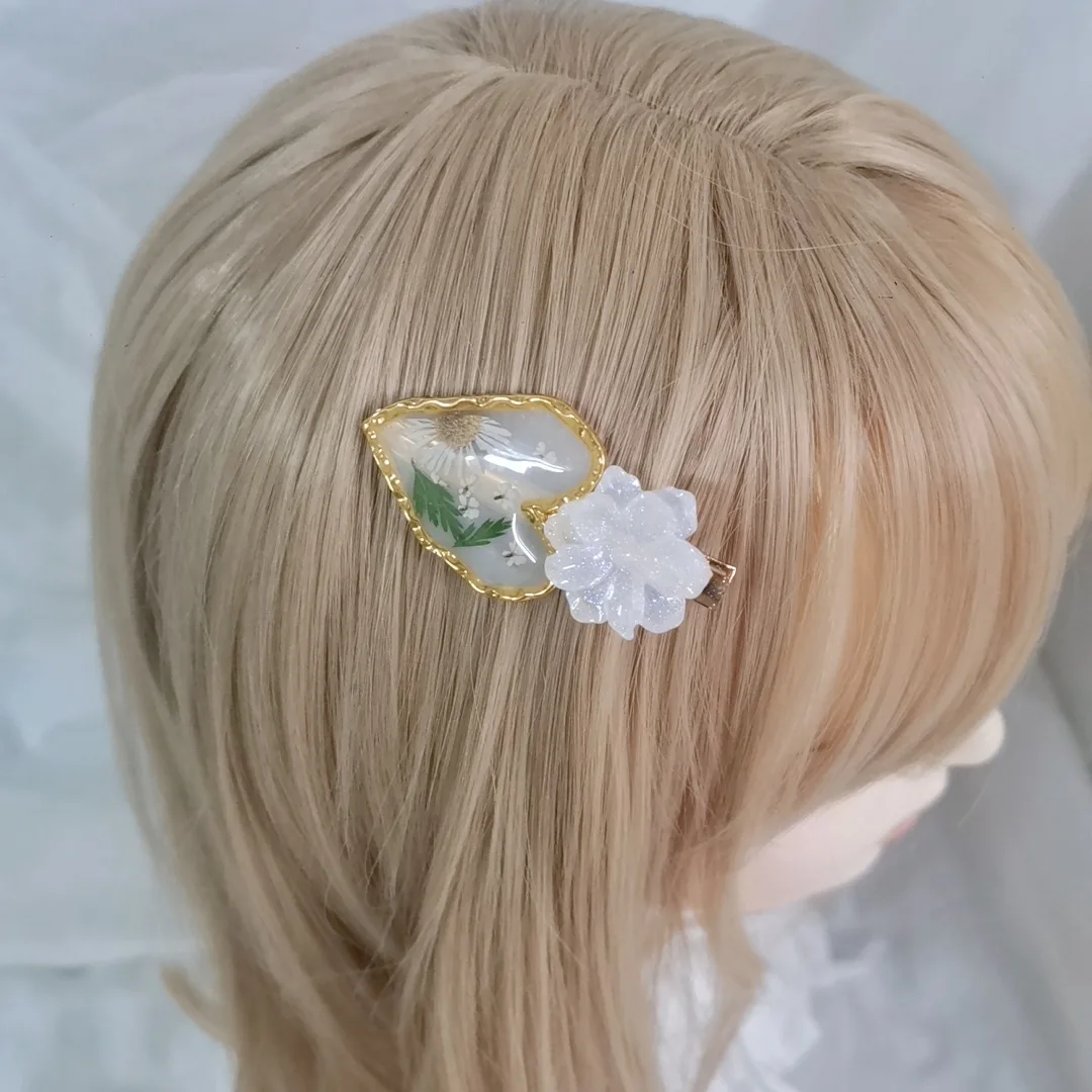 3174 بالجملة 1/5/10 قطعة عينة النبات المجففة زهرة مشبك شعر منقار البط كليب القلب لطيف ريترو ستايل زهرة الشعر التبعي