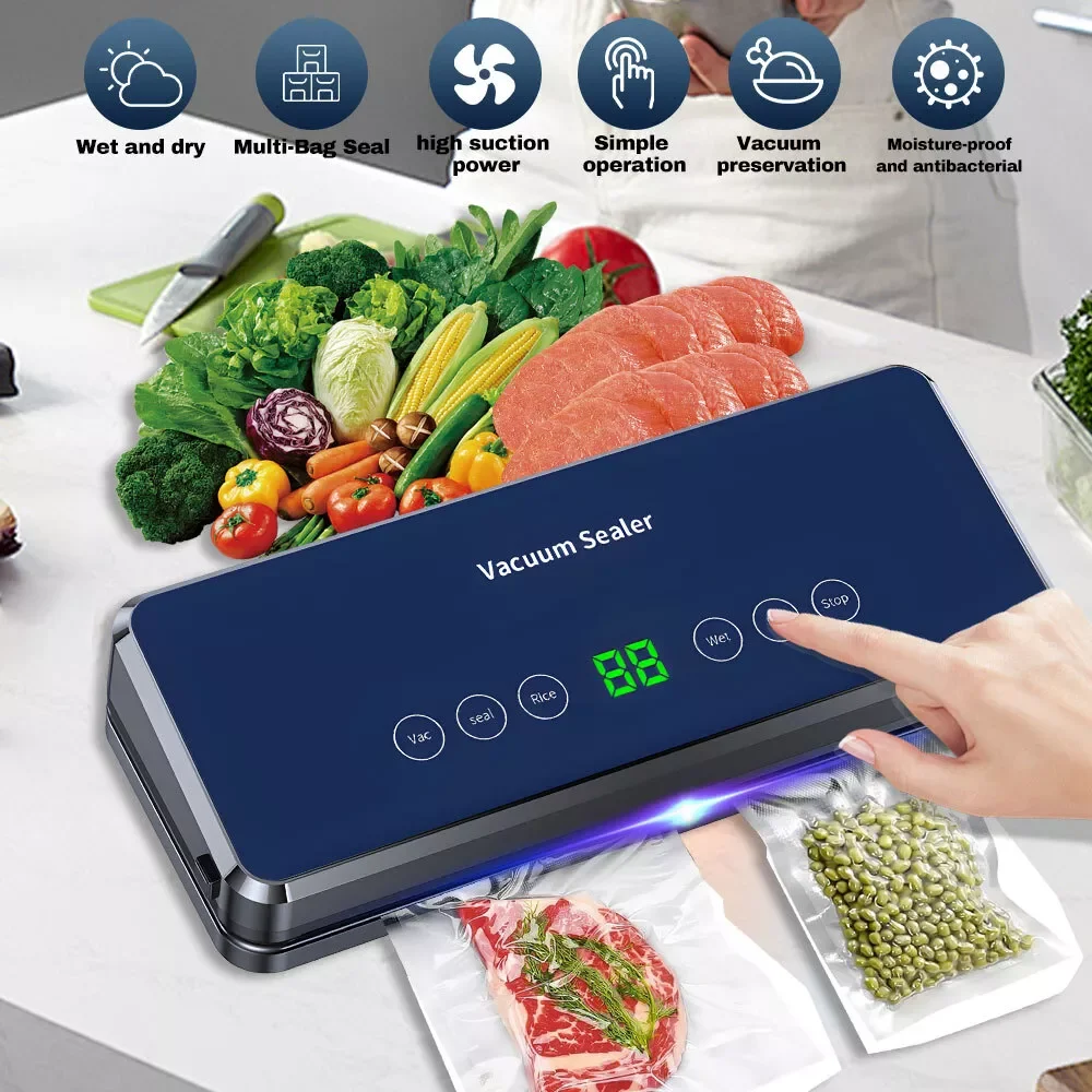 Desktop Electric Vacuum Machine 30CM Sealing Built in Cutter Roll bag Kitchen Meat And Vegetables Package Seal Food Preservation