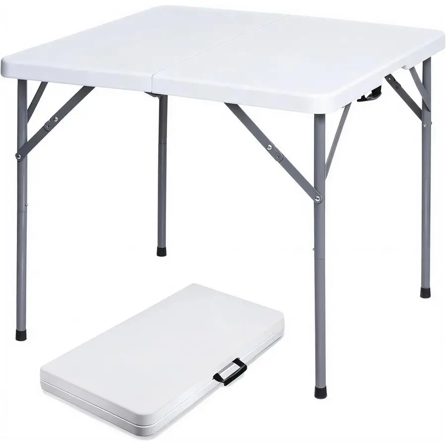 

Square Folding Table with Resin Top, Plastic Folding Card Table with Collapsible Legs for Adults Indoor Outdoor Use, White