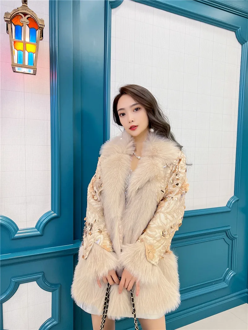 Elegant Lady Fur Integrated Mid-Length Fashion Versatile Mink Fur Slim Jacket 2024 Winter Clothes Women's Faux Fur Coat