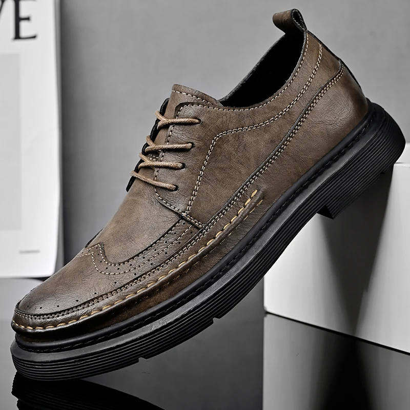 Men Spring Autumn Thick Soled Business Casual Shoes Breathable Comfortable Daily Commuting Young  Fashionable Shoes