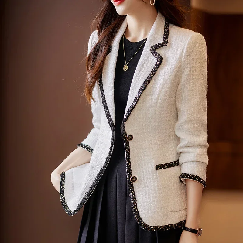 Grüne Frauen Anzug 1 Stück Blazer Tweed Herbst Winter warme Büro Dame Business Arbeit tragen formale elegante Mantel Jacke Ballkleid