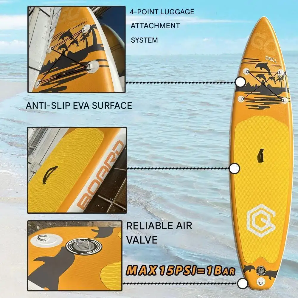 لوح SUP قابل للنفخ GQ DP BOARD SUP للسباحة وركوب الأمواج مع مضخة ومجداف ومقود أمان