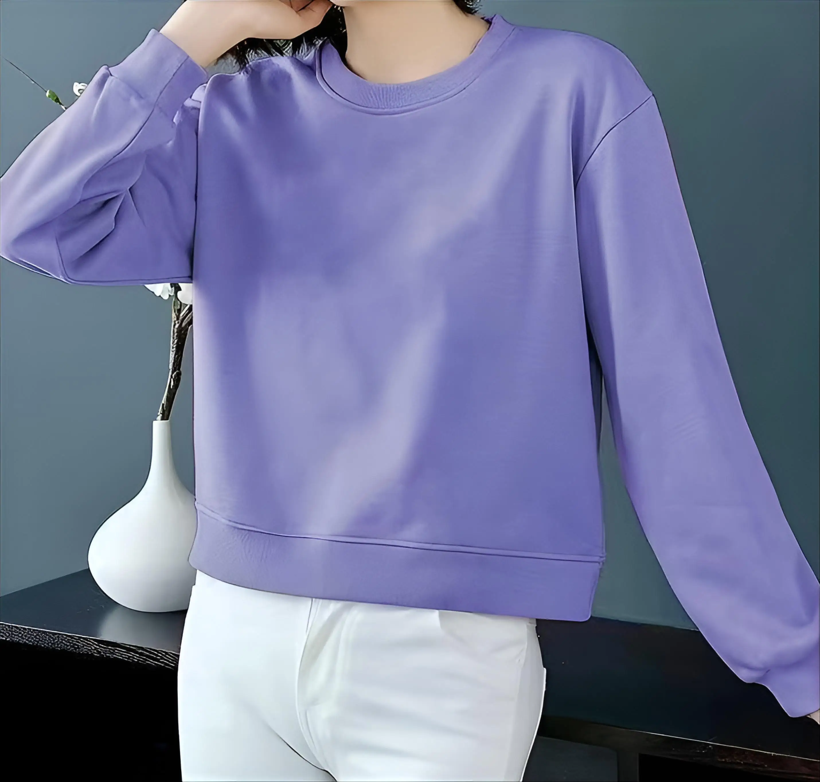 

Махровая толстовка без шляпы, женская спортивная одежда, весенняя легкая одежда для дома, мешковатая художественная эластичная талия, флокированная японская кавайная одежда для девочек