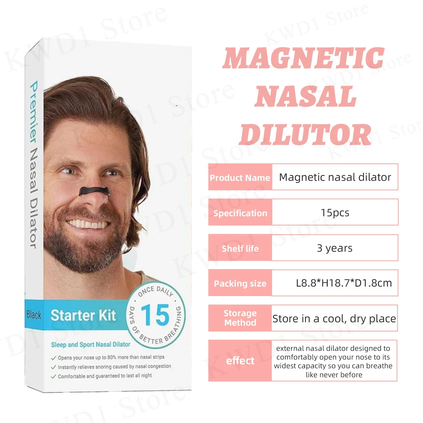 Magnetic Nasal Breathing Nose Dilators Starter Kit Nasal Strips Nasal Clip Anti Snoring Improve Sleeping Aid Preventing Snoring