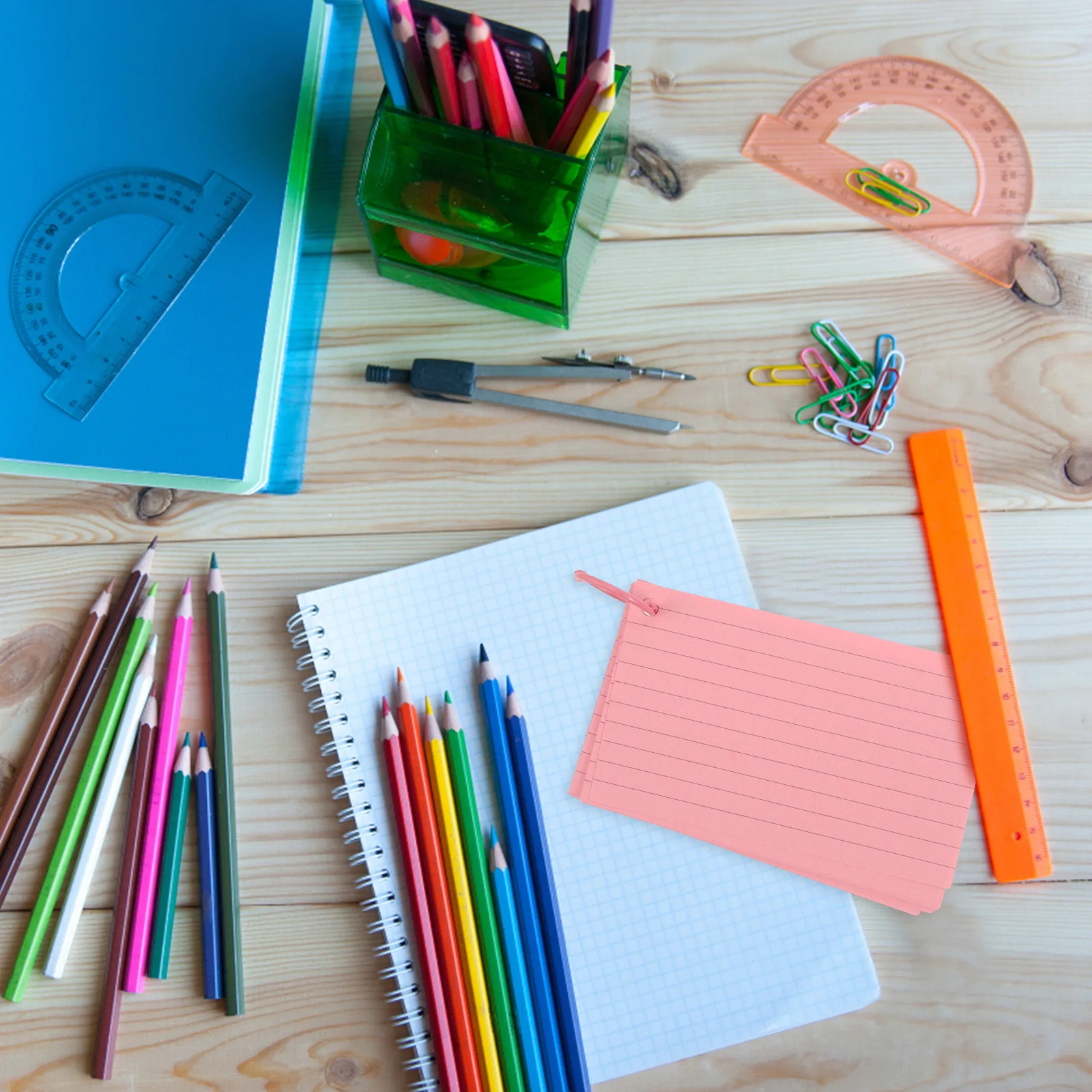 Colored Index Cards Punch Hole Notebook Lined Flashcards Pre Hole Punched Index Cards Office Blank Flashcards Portable Notepad