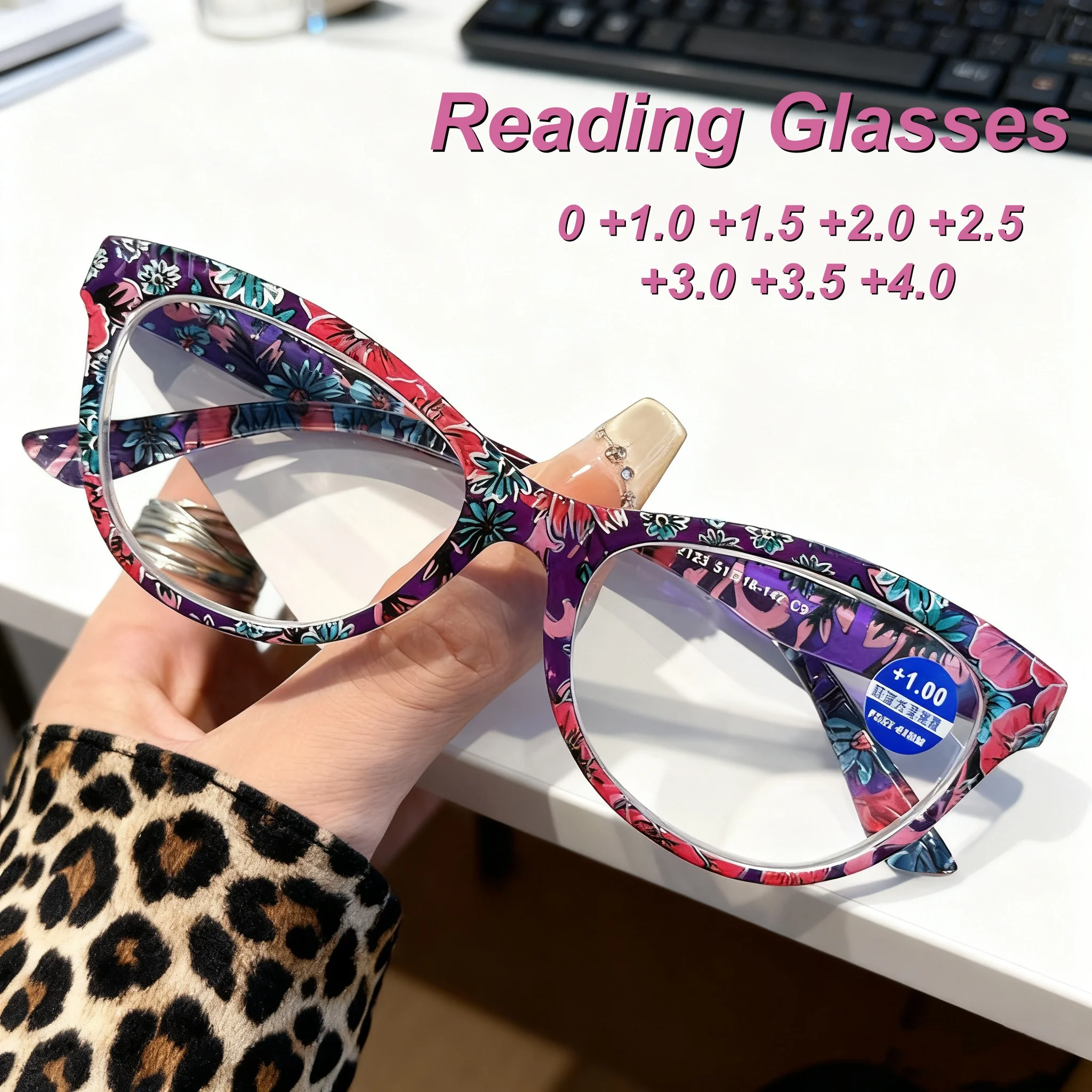 

2025 New Fashionable Cat Eye Women's Reading Glasses Ultra Light Neutral High Quality Color Frame Anti Blue Light Glasses