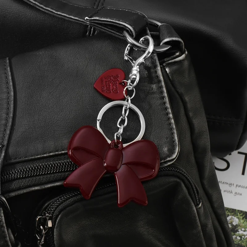 بسيطة الأحمر Bowknot مرآة المفاتيح الحلو Y2K نمط مزاجه سيارة كيرينغ سماعة ظهره الهاتف الديكور حلية مجوهرات هدية #6