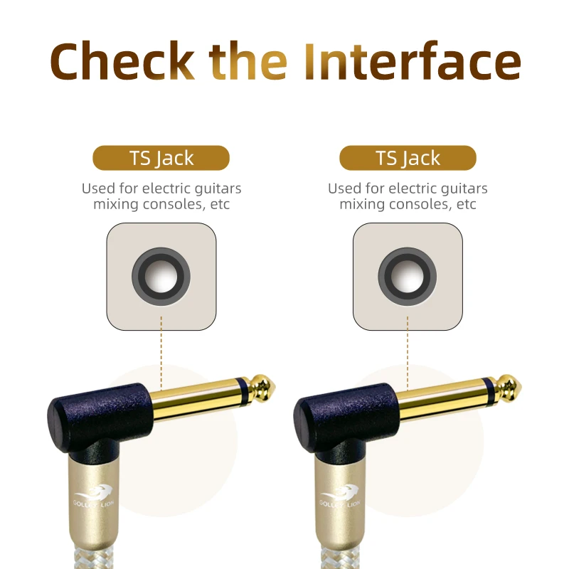 

Guitar Effects Pedal Cable 6.35mm Connector Cable Flat Cable Ends Metal Connectors Copper Core Wires Guitar Accessories