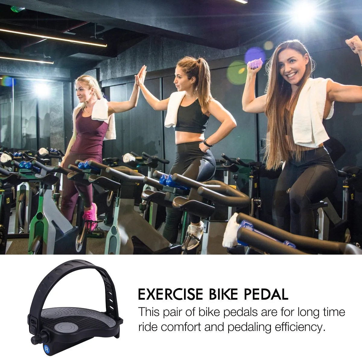 

1Pair Adjustable Strap Bike Pedals Exercise Bike Pedal Non-Skid Platform Suitable for Mountain Road Flat Pedals