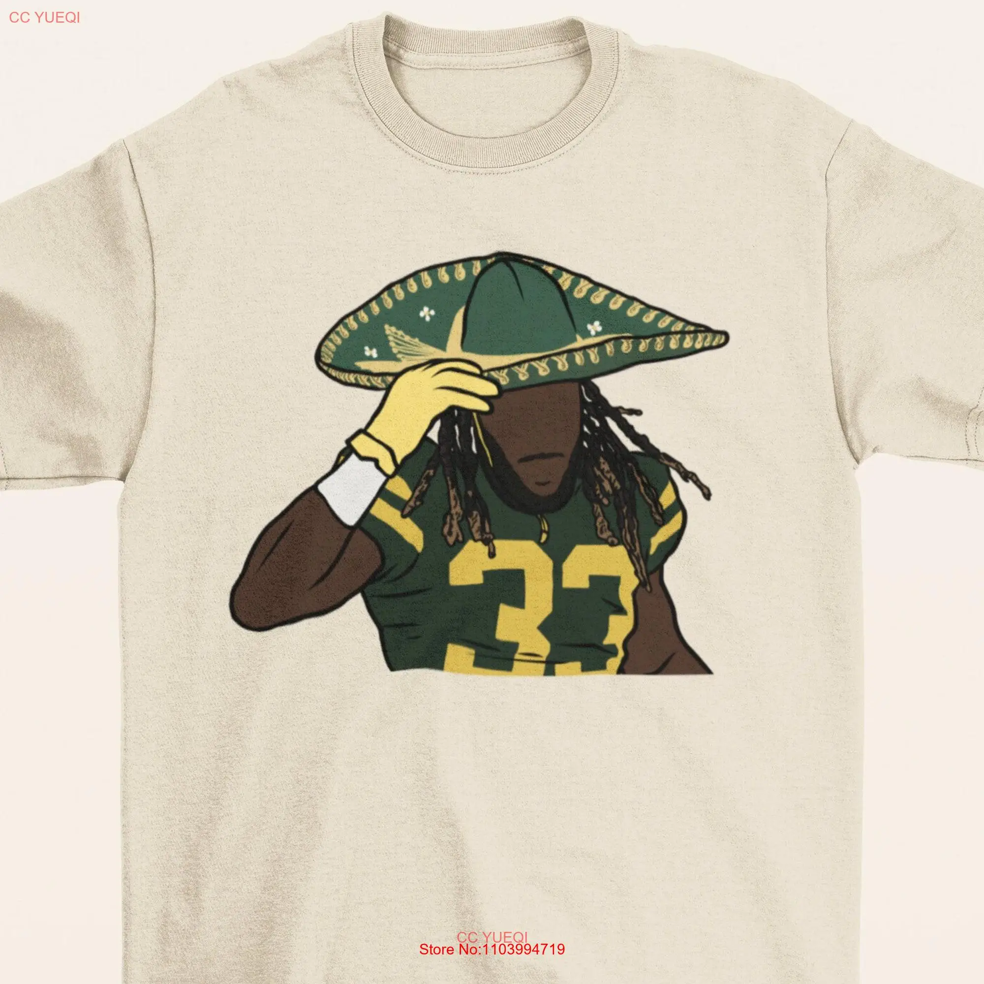 Camiseta de manga larga o corta, camisa de celebración de Sombrero de Aaron Jones